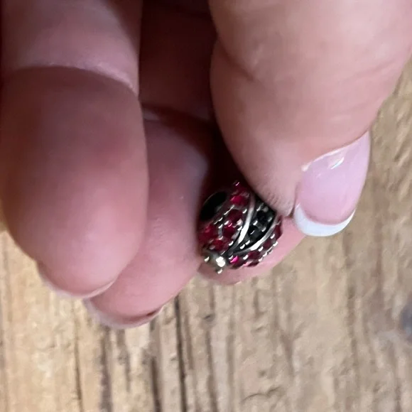 Sterling Silver Black Red crystal Ladybug Beaded Charm Pandora Chamilia Pandora - Picture 3 of 5